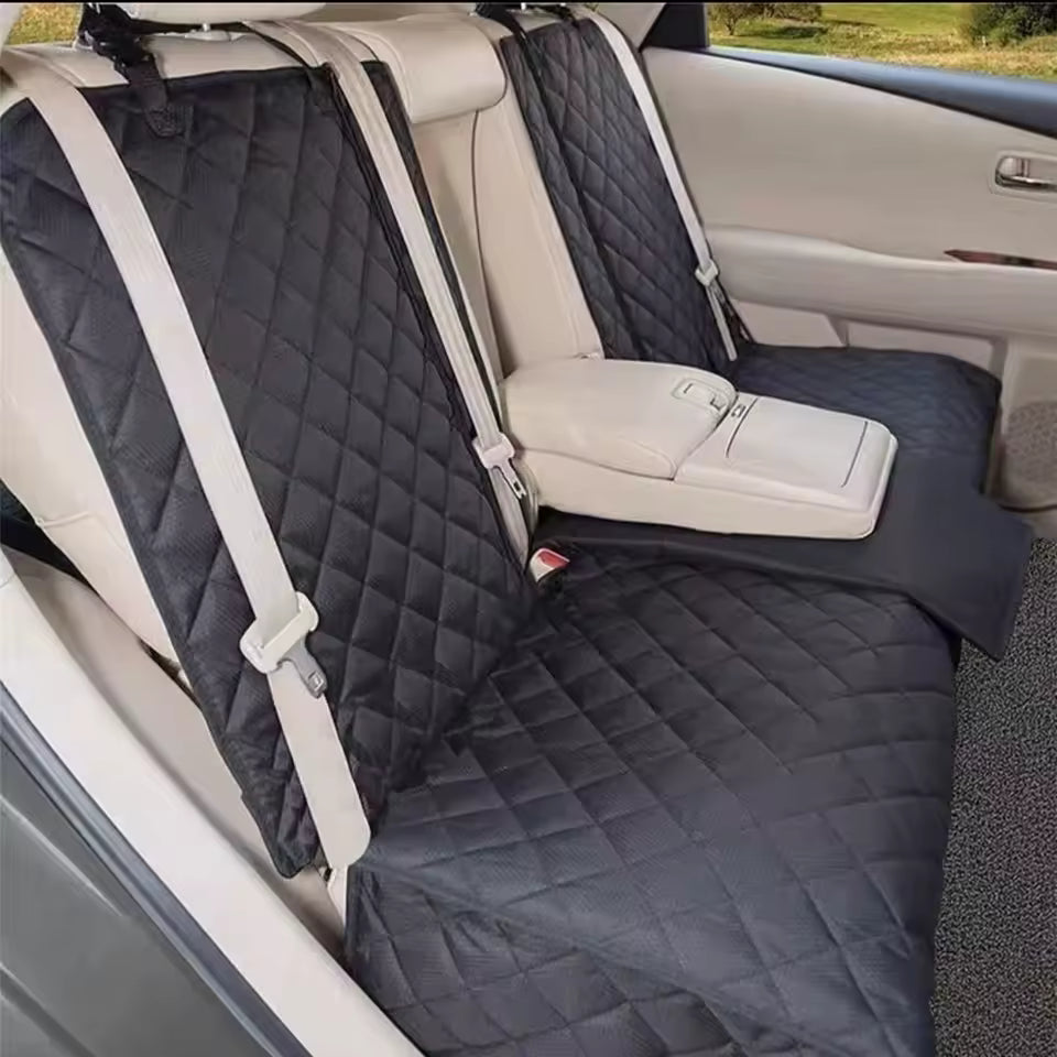 Dog Car Seat Cover | Black Quilted Rear-Seat Protector