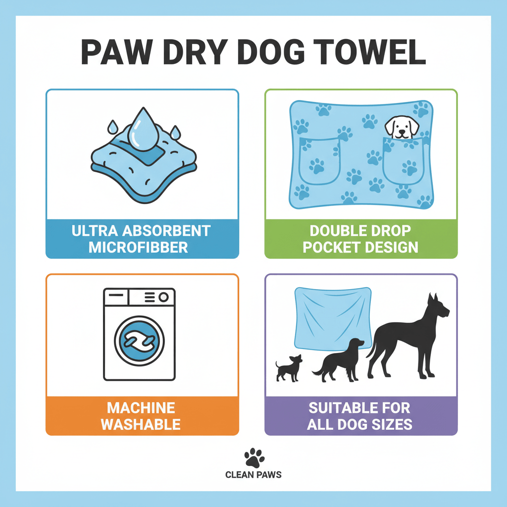 Dog Bath Towel with Double Drop Pocket | Ultra - Absorbent Microfiber - A Horizon Dawn