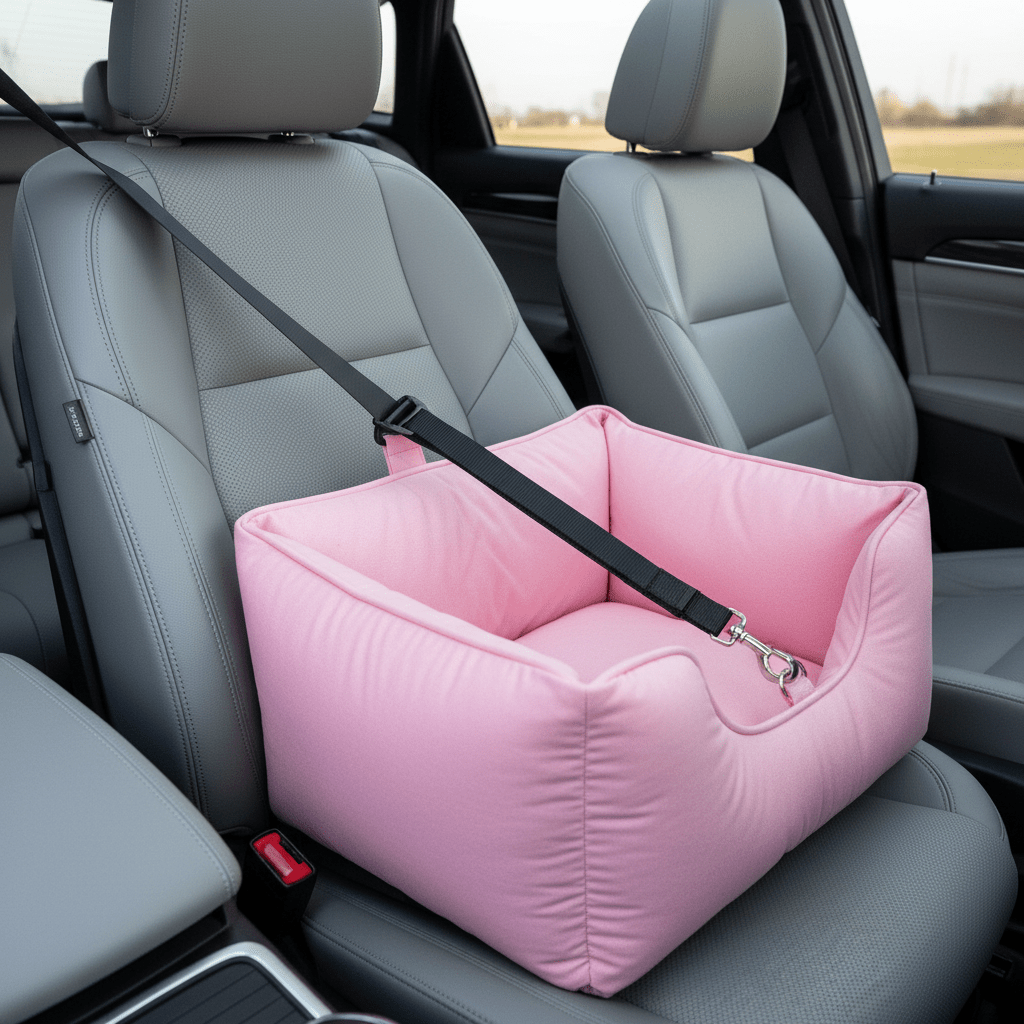 Puff Guard Dog Car Seat in Pink | Premium Safety & Comfort for Travel - A Horizon Dawn