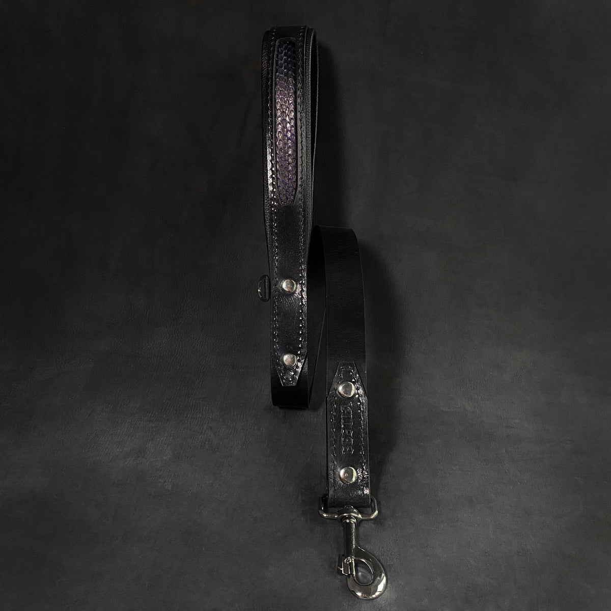 Bestia Indigo Leather Dog Collar | Blue Pattern | M–XXL