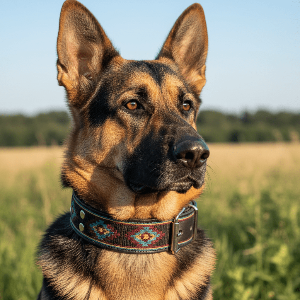 Aztec Brown Leather Dog Collar - Handcrafted European Artisan Design - A Horizon Dawn
