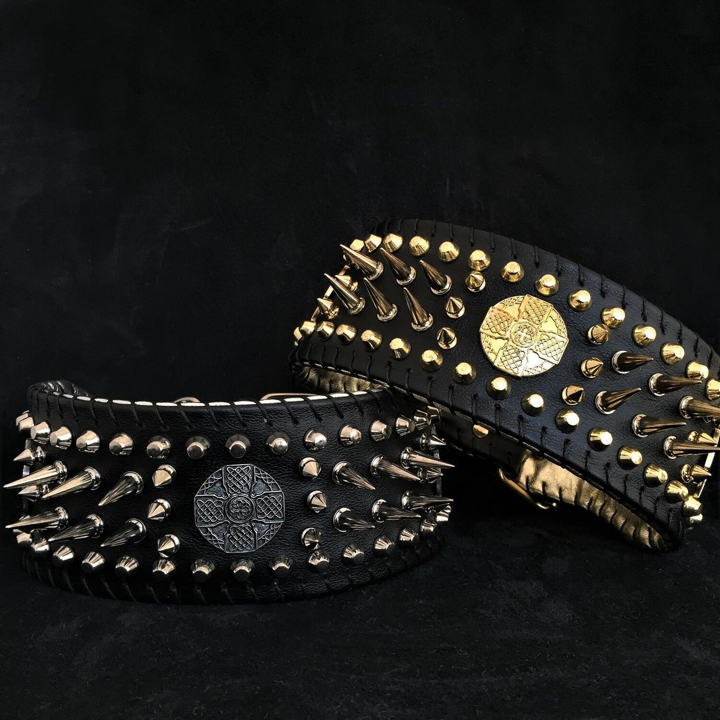 Bestia "Imperium" Show Collar | Hand Stitched 8cm Wide | European Leather - A Horizon Dawn