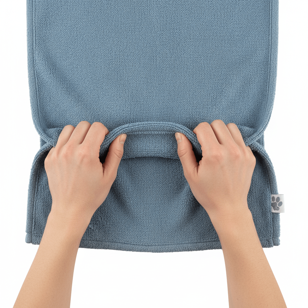 Dog Bath Towel with Double Drop Pocket | Ultra - Absorbent Microfiber - A Horizon Dawn