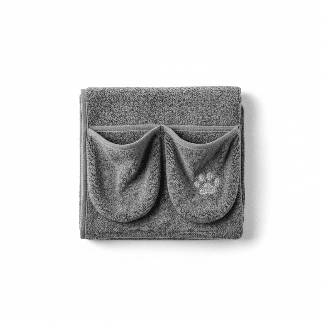 Dog Bath Towel with Double Drop Pocket | Ultra - Absorbent Microfiber - A Horizon Dawn