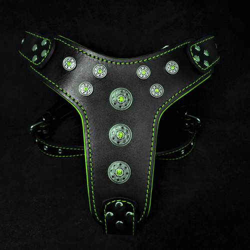 Bestia "Bijou" Dog Collar | Black & Green | Handcrafted European Leather