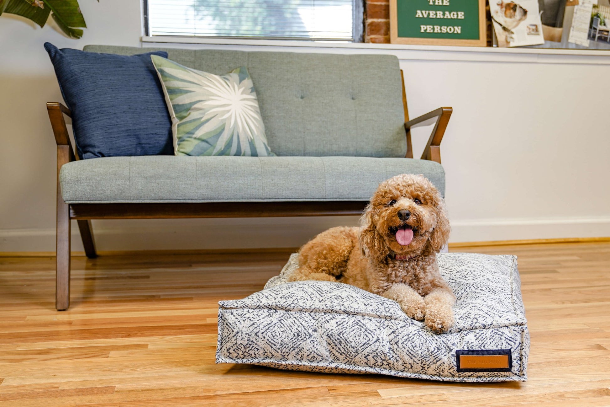 Lounger Pet Bed in Sapphire Spaniel - USA Made Sunbrella Fabric - A Horizon Dawn
