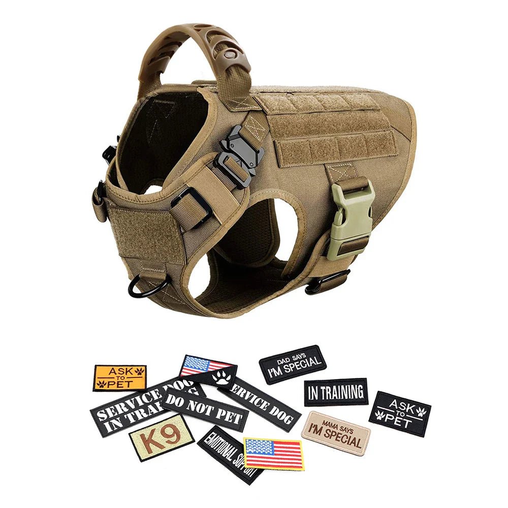 Military Large Dog Harness Collar Leash Bags Patches Set Pet Malinois Training Vests Tactical Dogs Harnesses Accessories - A Horizon Dawn