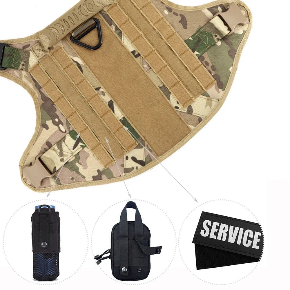 Military Large Dog Harness Collar Leash Bags Patches Set Pet Malinois Training Vests Tactical Dogs Harnesses Accessories - A Horizon Dawn