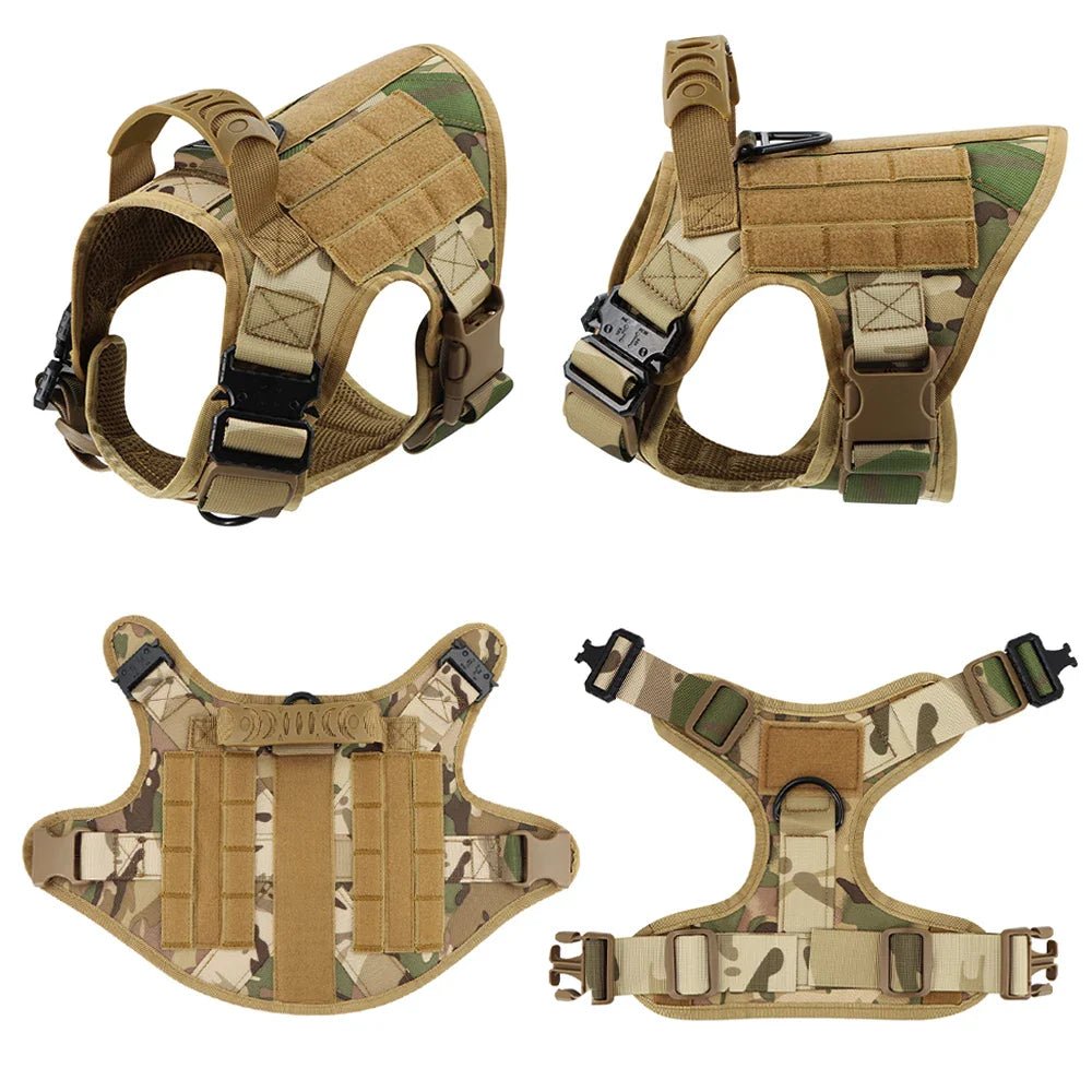 Military Large Dog Harness Collar Leash Bags Patches Set Pet Malinois Training Vests Tactical Dogs Harnesses Accessories - A Horizon Dawn