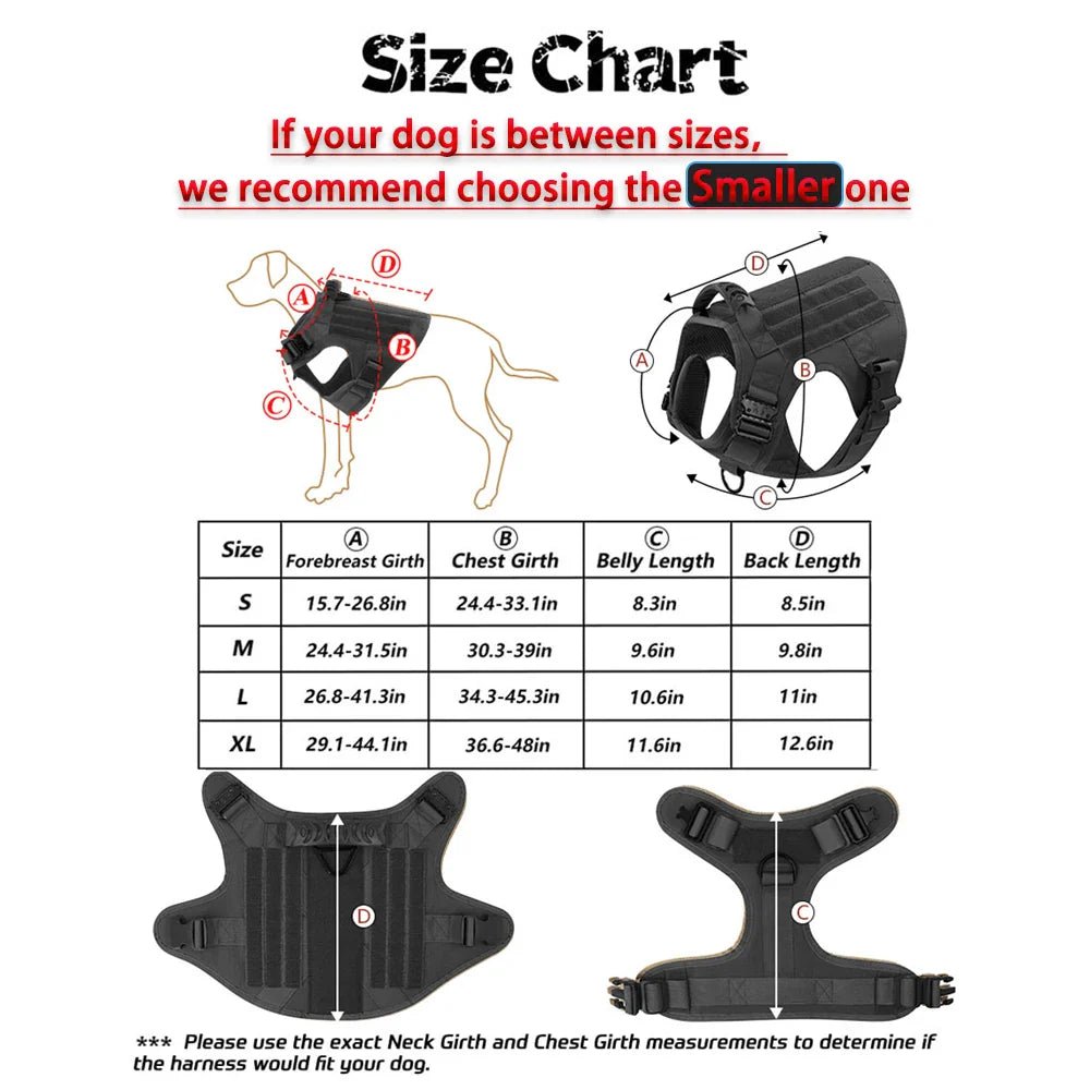 Military Tactical Dog Harness Set - Complete Training Gear for Large Dogs - A Horizon Dawn