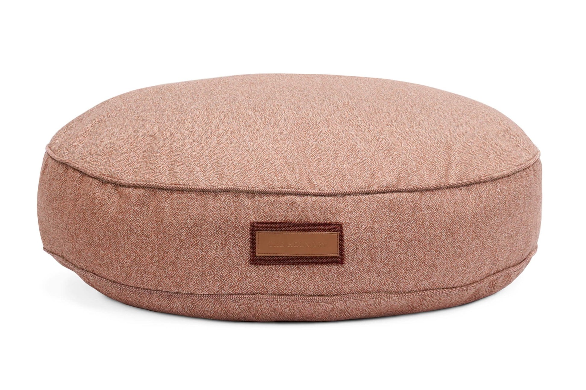 Round Pet Bed in Pittie Pink - USA Made Sunbrella Fabric - A Horizon Dawn