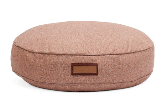 Round Pet Bed in Pittie Pink - USA Made Sunbrella Fabric - A Horizon Dawn
