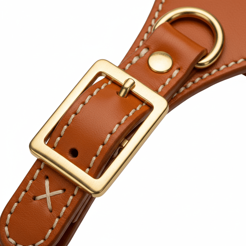 The Bijou Complete Set - Collar, Harness & Leash in Orange | European Leather - A Horizon Dawn