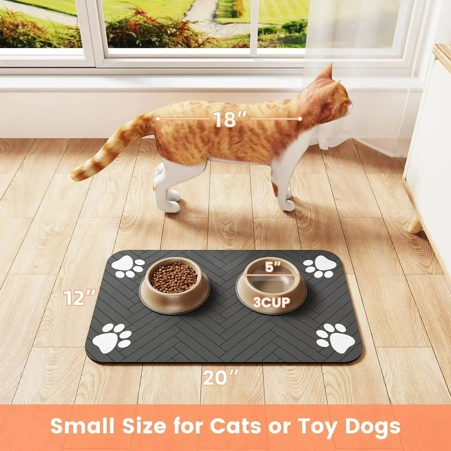 Waterproof Pet Feeding Mat - Absorbent Placemat for Dog & Cat Bowls - A Horizon Dawn
